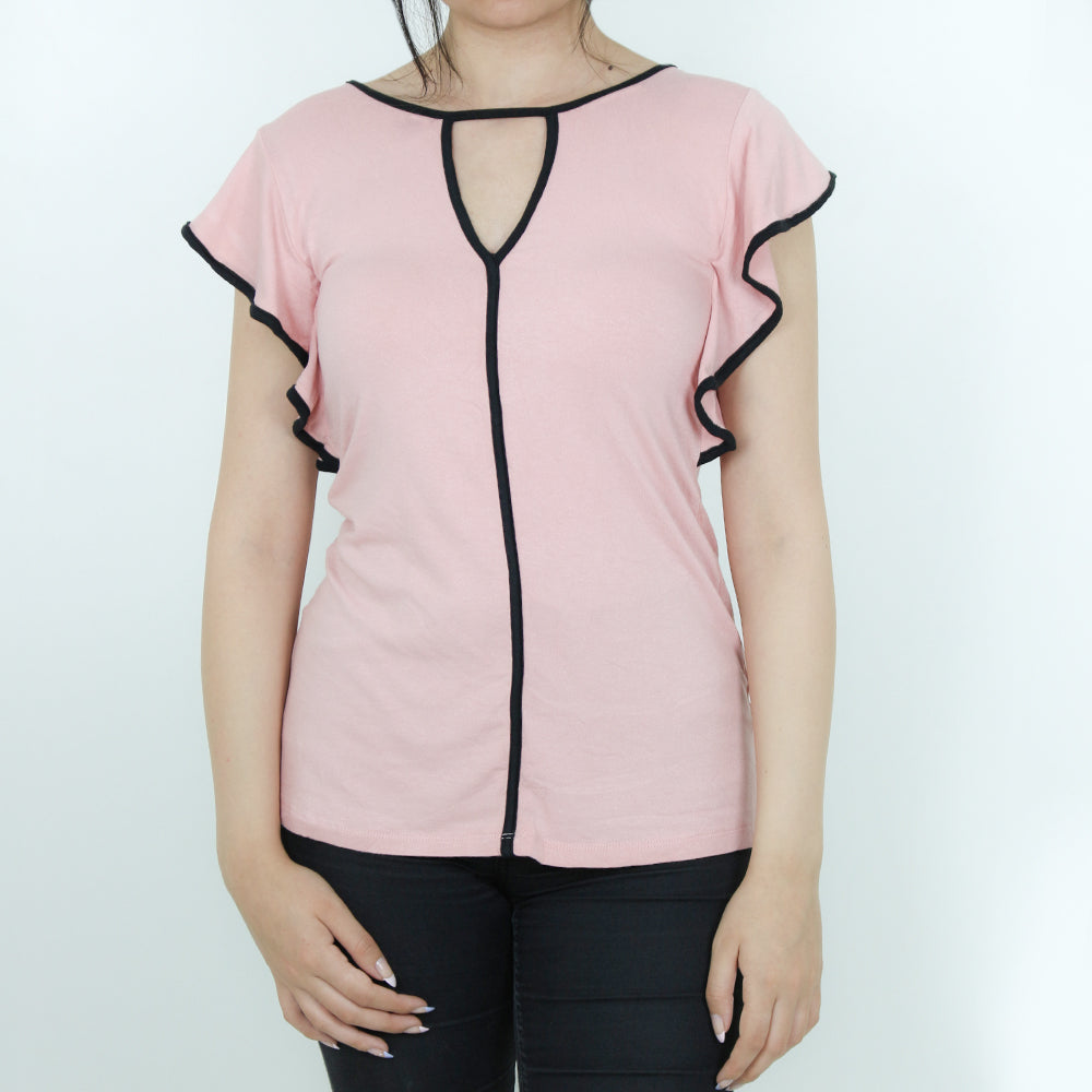 Image for Women's Ruffled-Sleeve Top,Pink