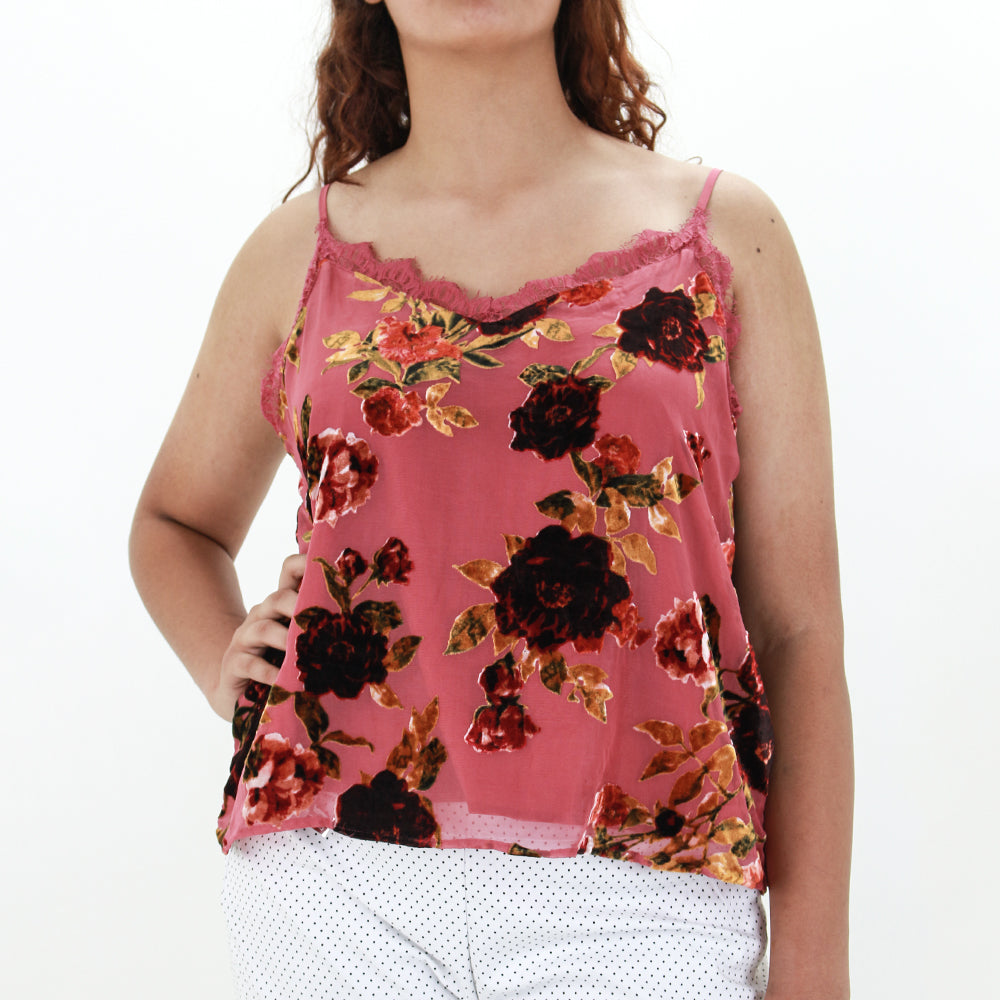 Image for Women's Laced Velvet Top,RoseWood