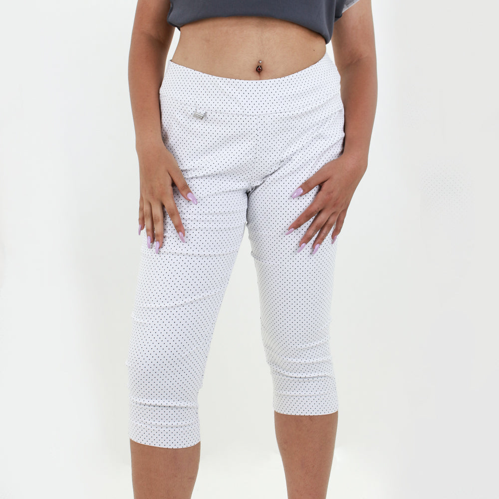 Image for Women's Polka Dot Cropped Casual Pant,White