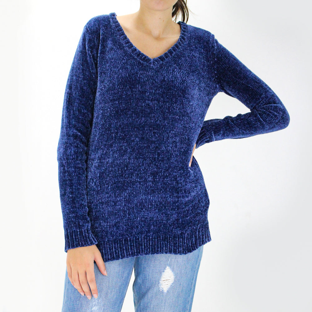 Image for Women's Velour Sweaters,Navy