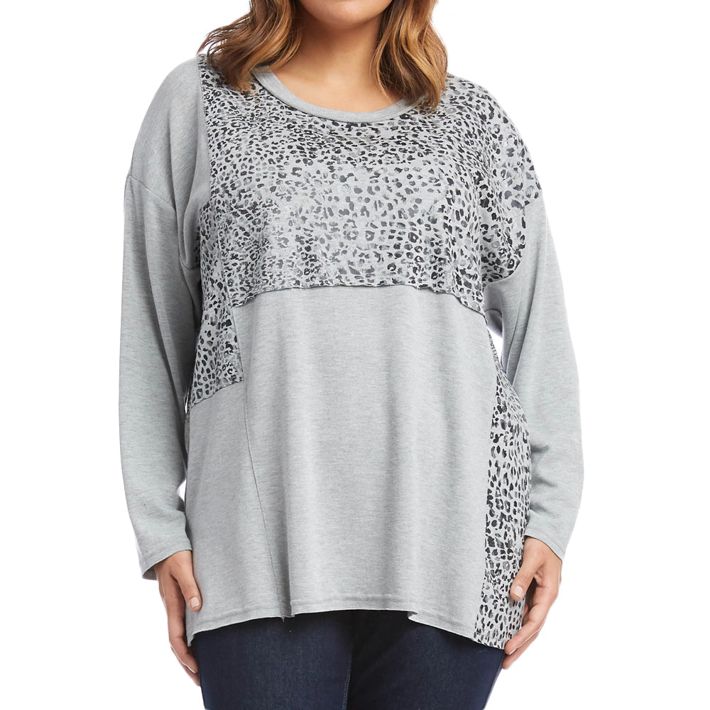 Image for Women's Animal Print Pullover Sweater,Grey