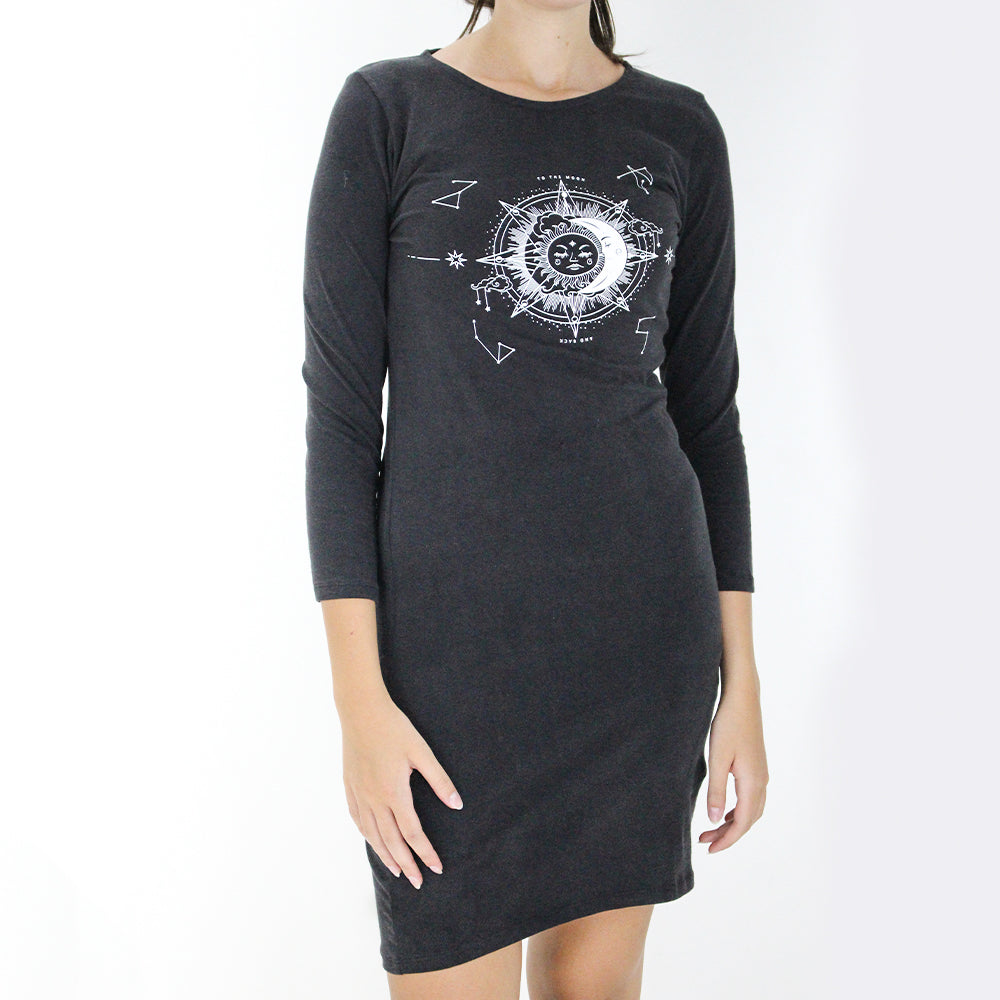 Image for Women's Graphic Print A-Line Dress,Black