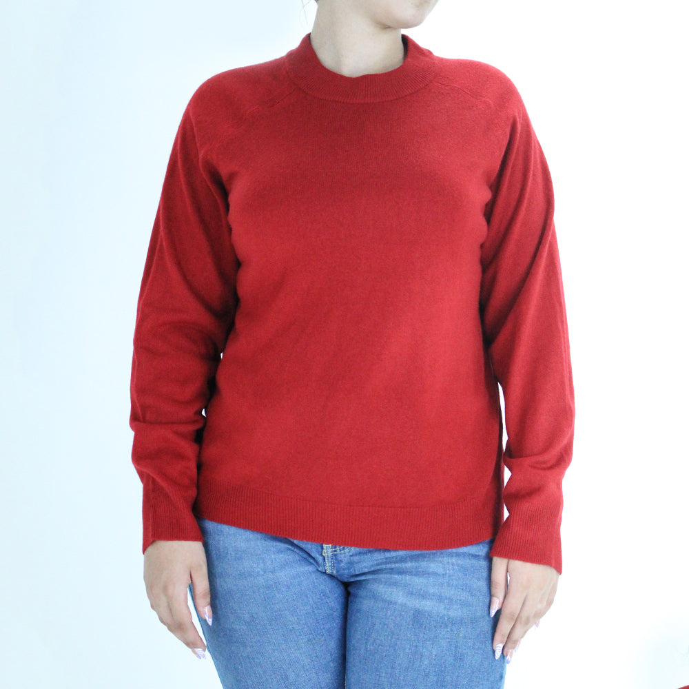 Image for Women's Zip-Back Mock-Neck Sweater,Red