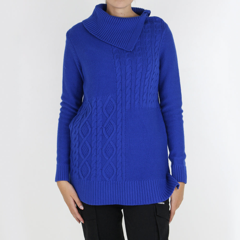 Image for Women's Asymmetrical-Collar Sweater,Blue