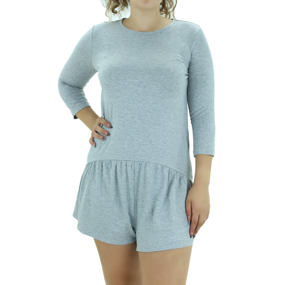 Image for Women's Peplum Plain Romper,Light Grey