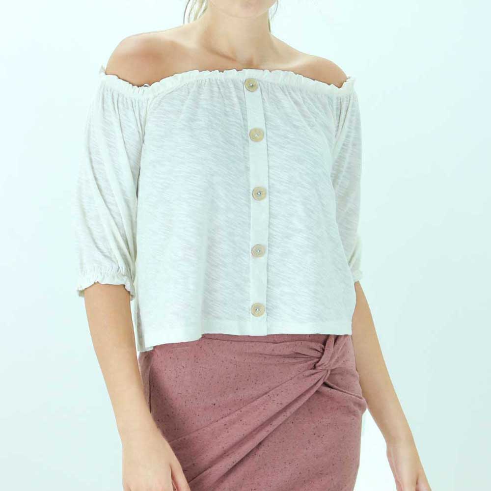 Image for Women's Off-Shoulder Casual Top,Off White
