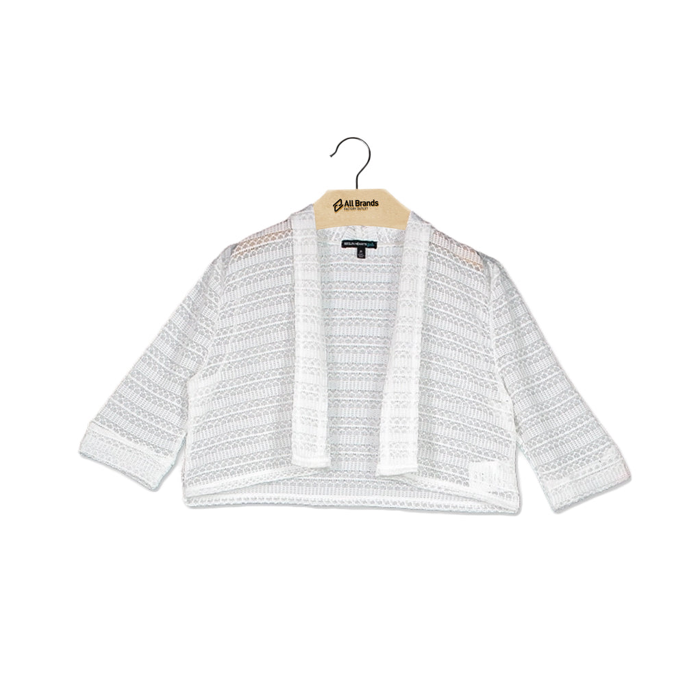 Image for Kids Girl Three-Quarter-Sleeve Cardigan,White