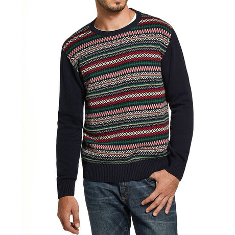 Image for Men's Printed Long Sleeve Sweater,Navy