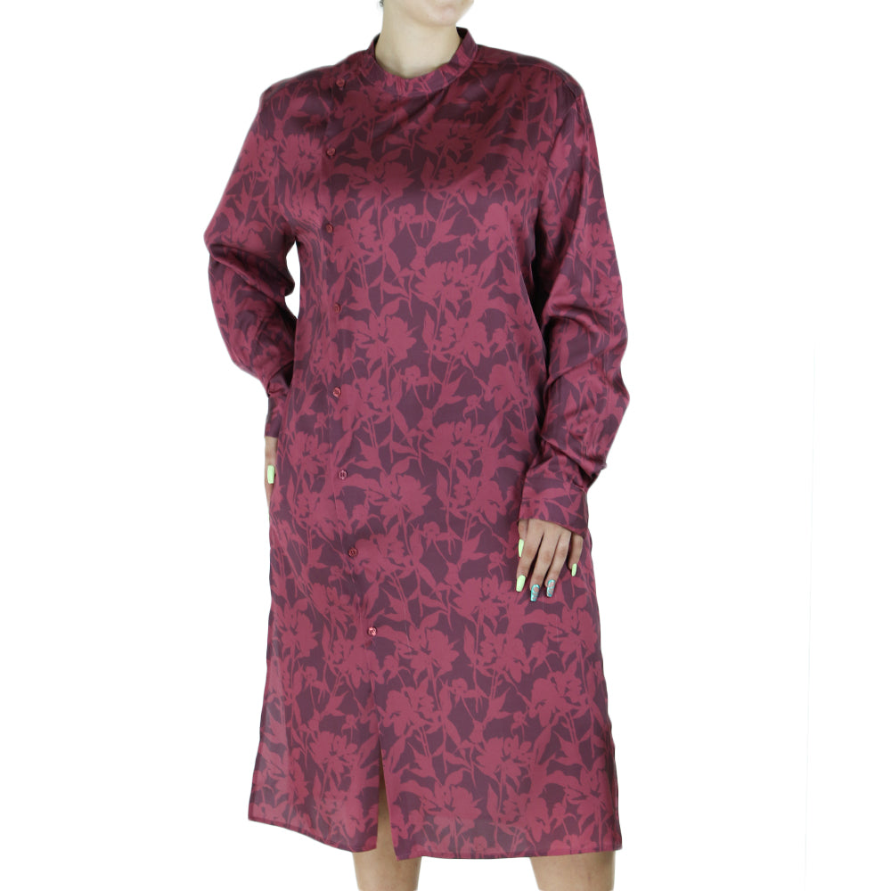 Image for Women's Printed Midi Dress,Burgundy