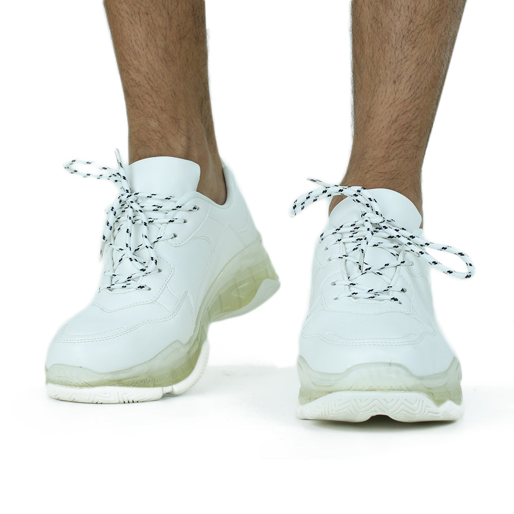 Image for Men's Faux Leather Plain Sport Shoes,White