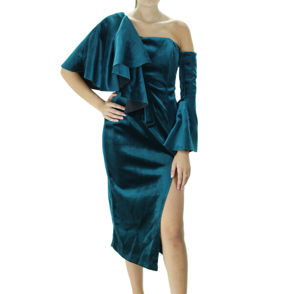 Image for Women's Split Side Velvet Formal Dress,Green