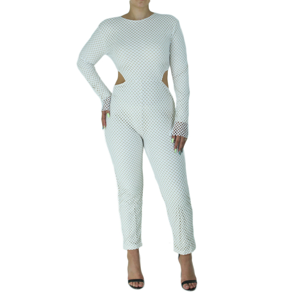 Image for Women's Open-Side Skinny Jumpsuit,White