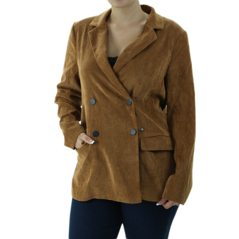 Image for Women's Corduroy Ribbed Blazer,Camel