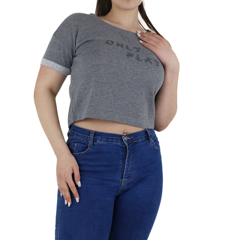 Image for Women's Casual Crop Top,Dark Grey