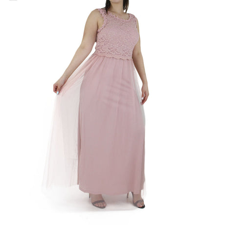 Image for Women's Upper Lace Long Dress,Pink