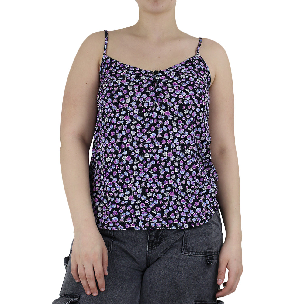 Image for Women's Spaghetti Strap Floral Top,Black