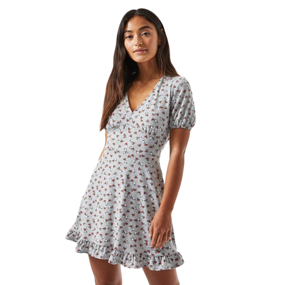 Image for Women's Floral Fit N Flare Mini Dress,Grey