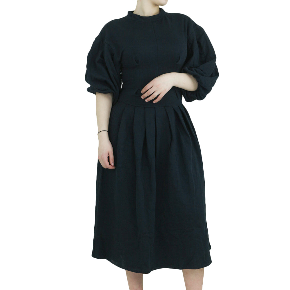 Image for Women's Puff Short Sleeve Short Dress,Black