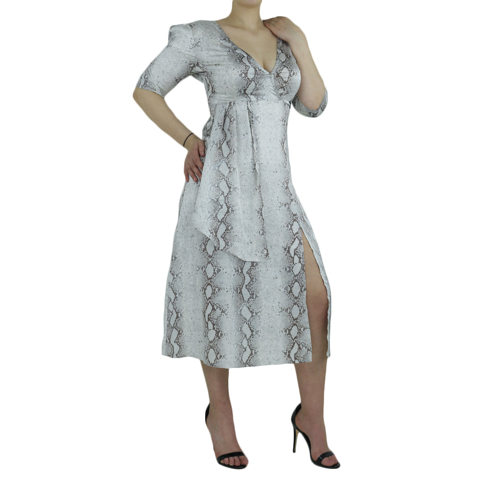 Image for Women's Satin Snake Print Midi Dress,Multi