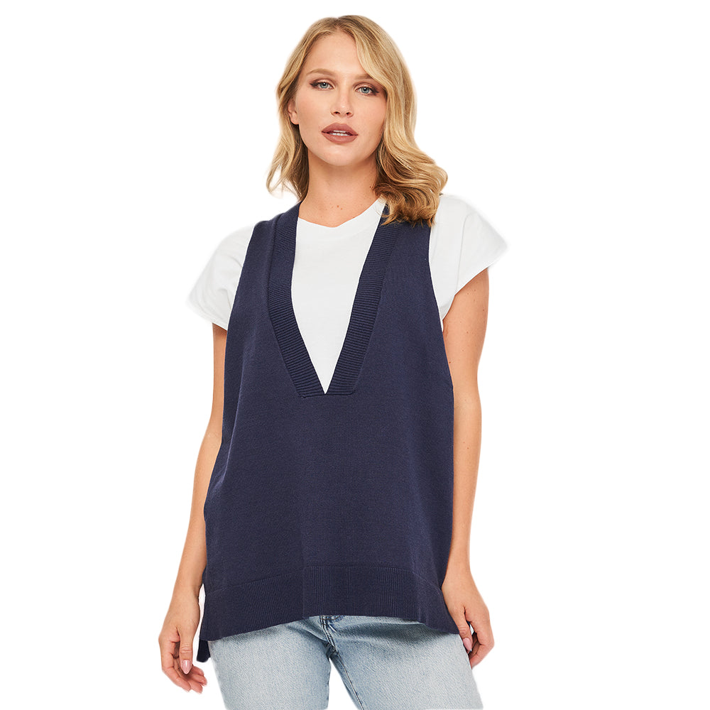Image for Women's Oversized Sleeveless Sweater,Navy