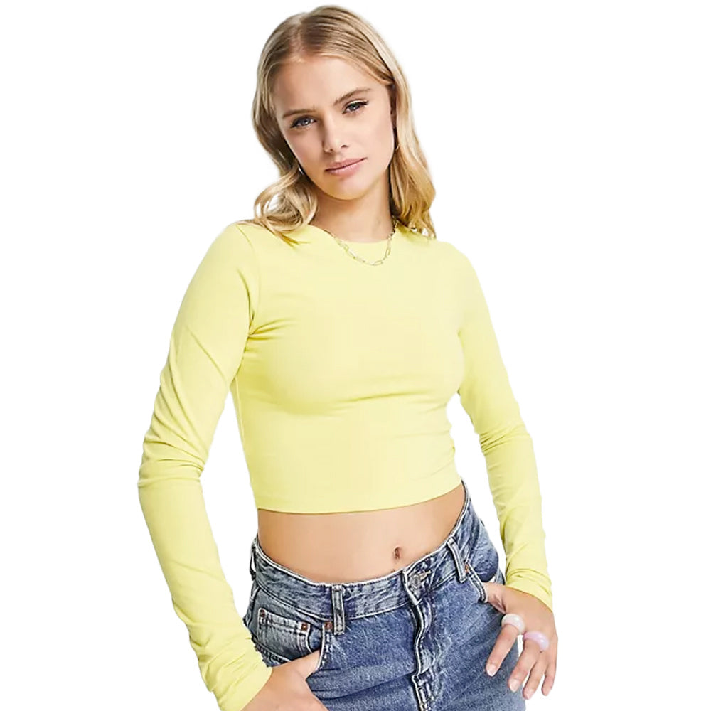 Image for Women's Tie Back Crop Top,Yellow