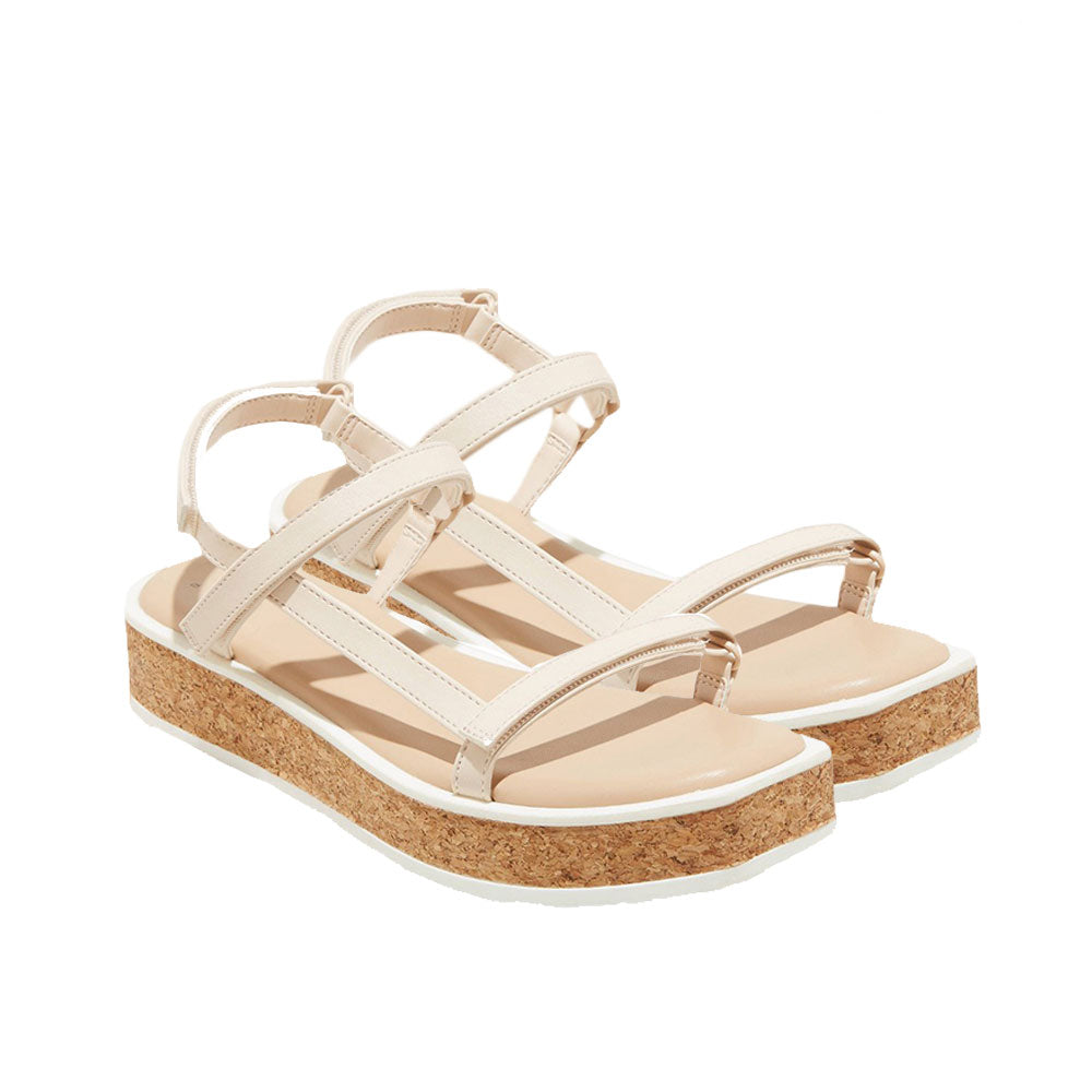 Image for Women's Wide Fit Sporty Cork Platform Sandal,Beige