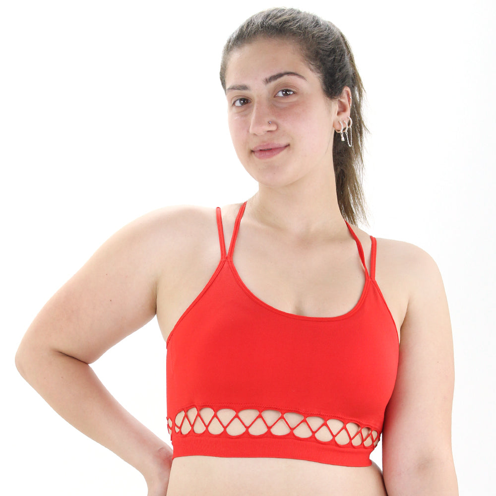 Image for Women's Criss Cross Back Sport Bra,Red