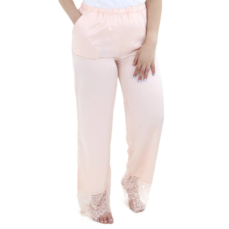 Image for Women's Lace Down Sleepwear Pant,Light Peach