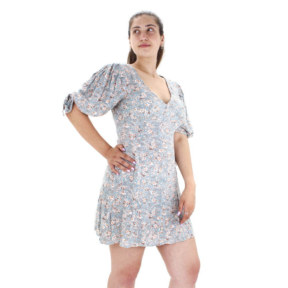 Image for Women's Open Back Floral Dress,Blue