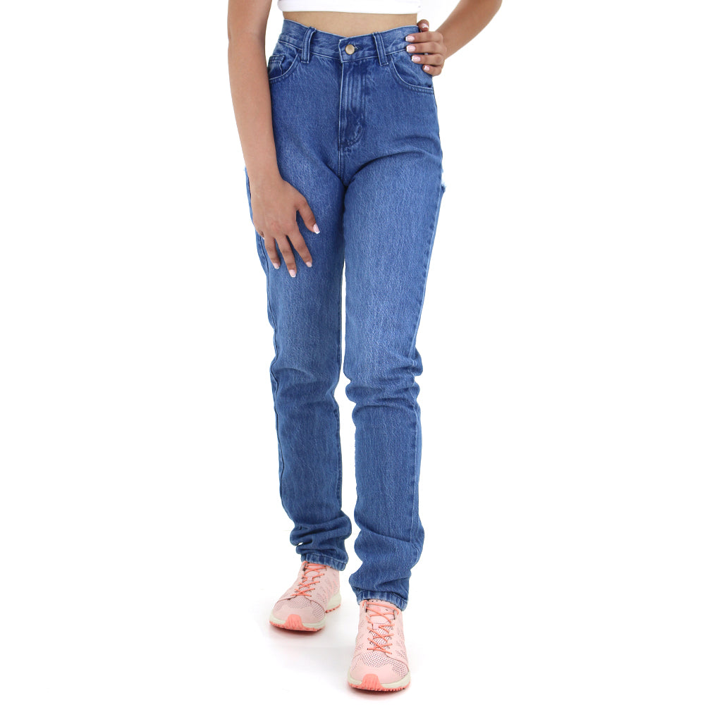 Image for Women's Ripped Back Regular Jeans,Blue