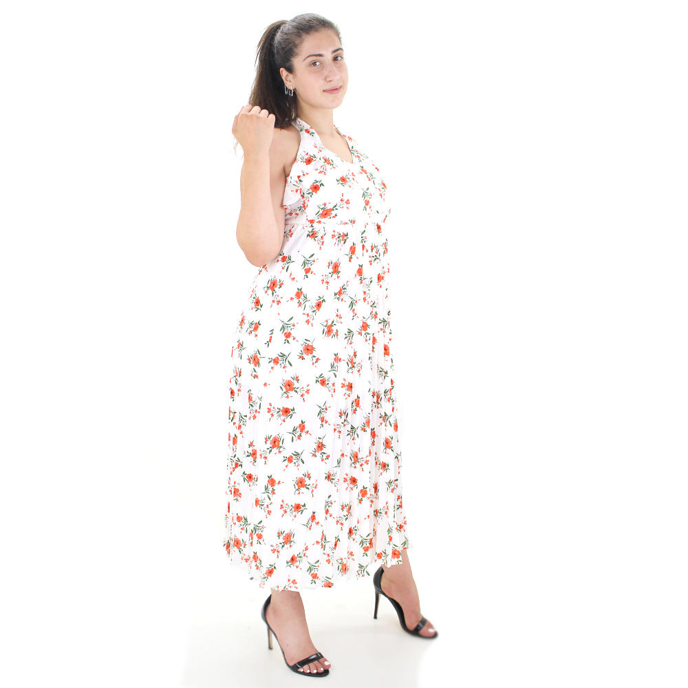 Image for Women's Floral Print Long Dress,White
