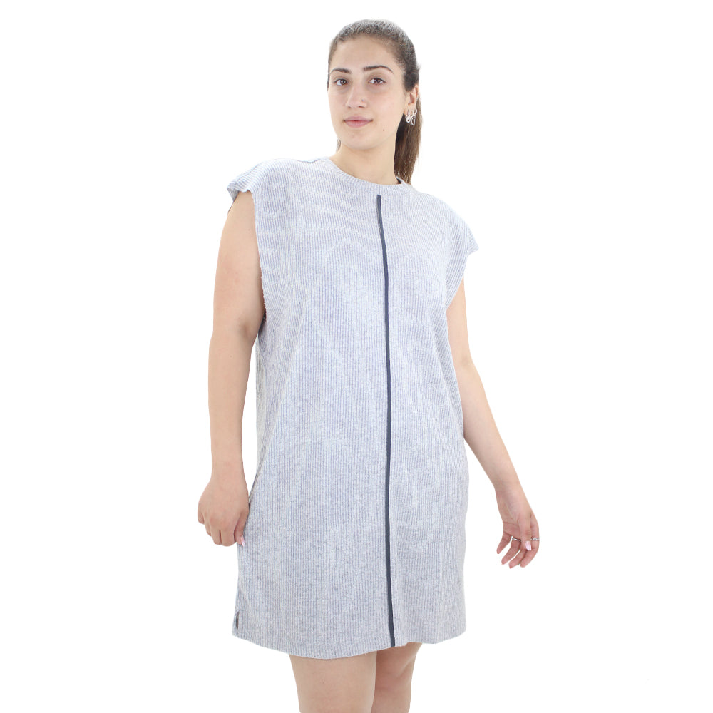 Image for Women's Cotton Ribbed Dress,Light Grey