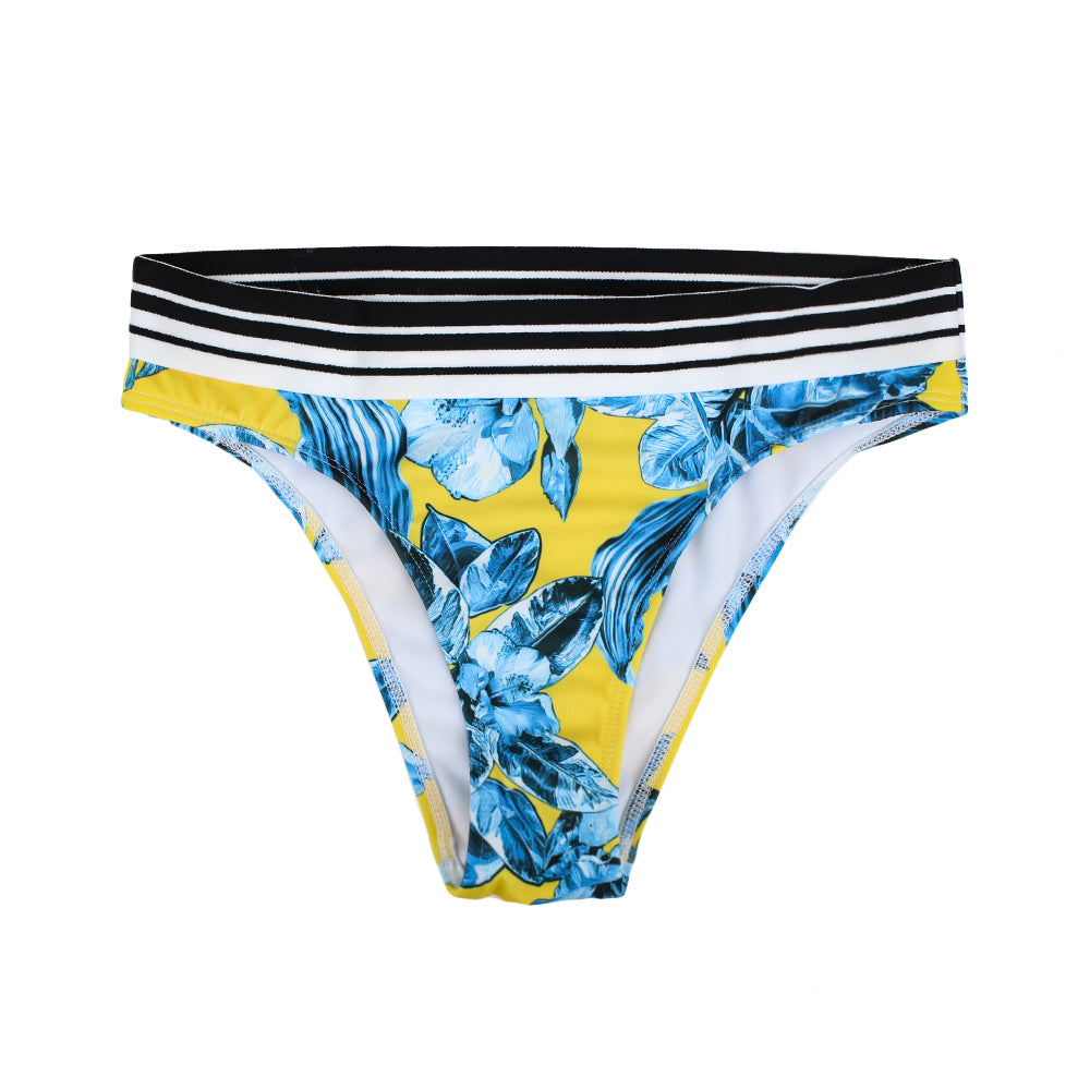 Image for Women's Floral Bikini Bottom With Striped Waist,Multi