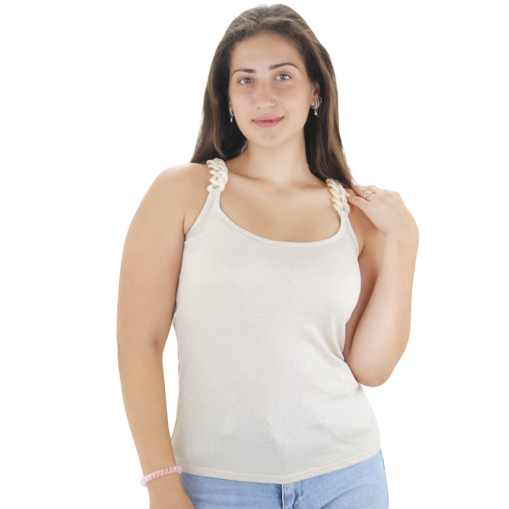 Image for Women's Glittery Vest Top,Beige