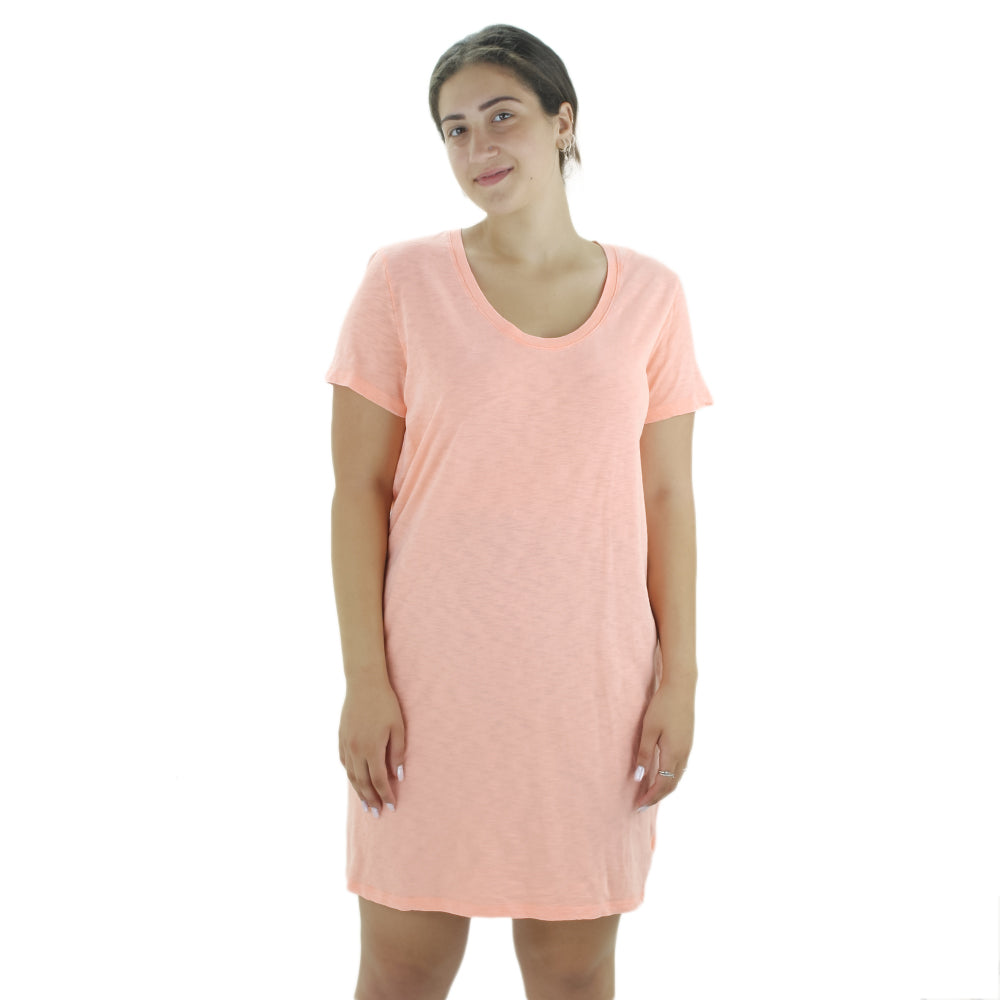 Image for Women's Short Sleeve Solid Short Dress,Coral