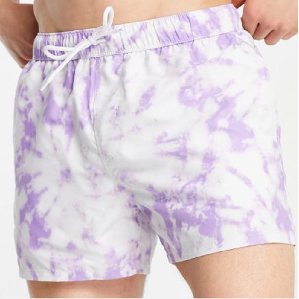 Image for Men's Tie Dye Print Swim Short,Purple/White