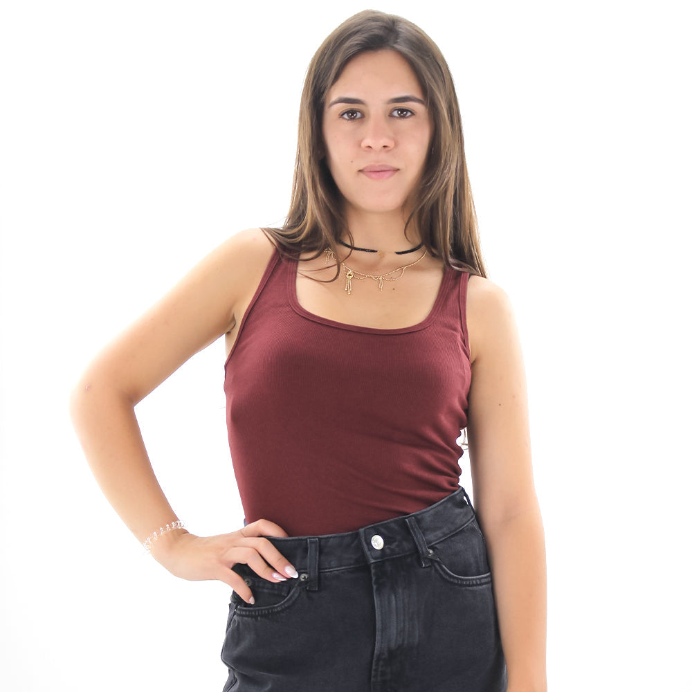 Image for Women's Ribbed Racerback Tank Top,Burgundy