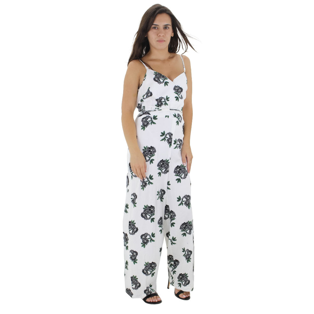 Image for Women's Floral V-Neck Jumpsuit,White
