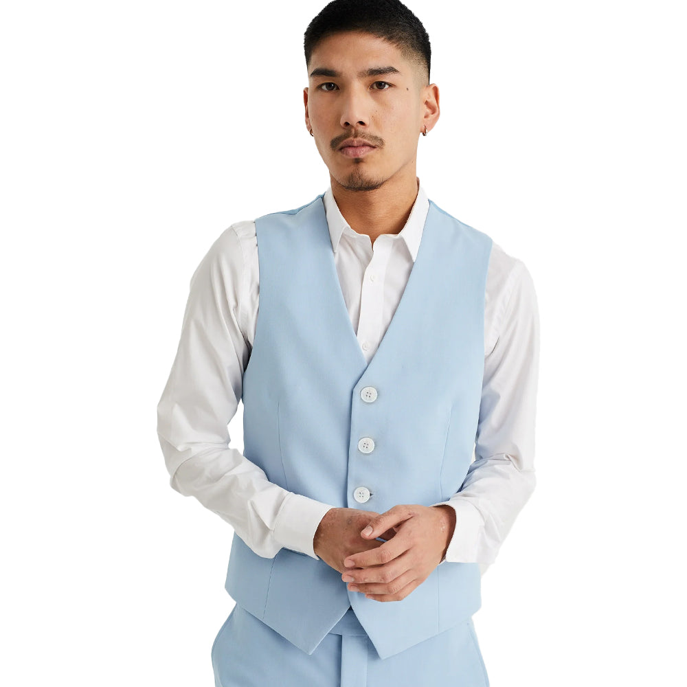 Image for Men's Solid Vest,Turquoise/Beige