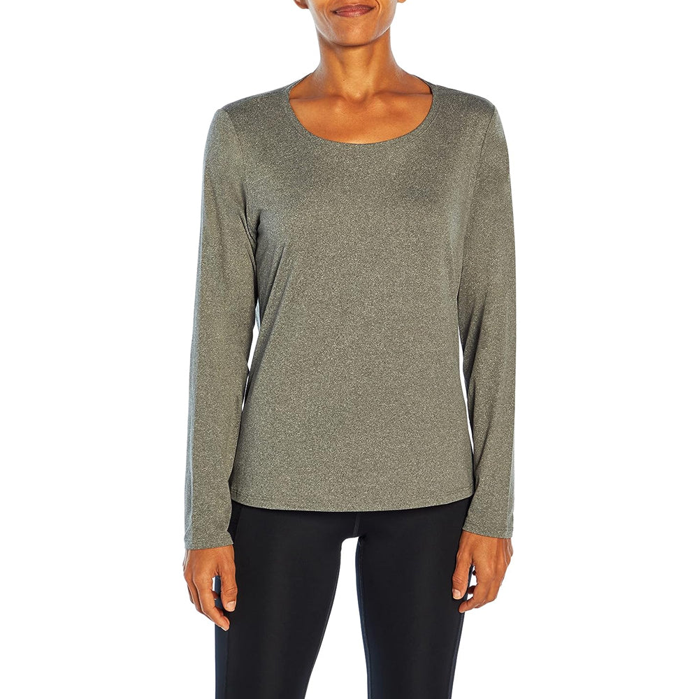Image for Women's Solid Round Neck Sport Top,Light Olive