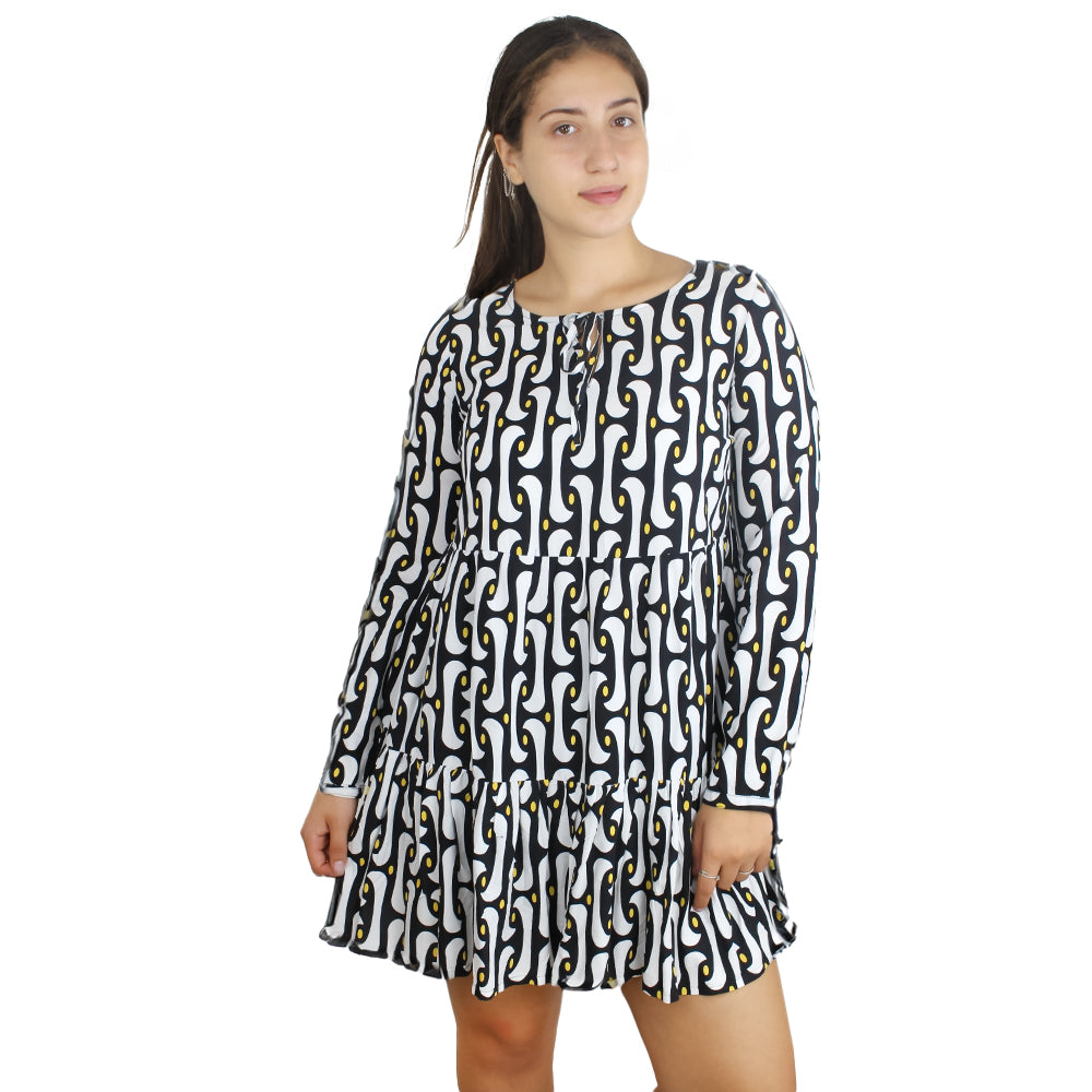 Image for Women's Printed Ruffle Hem Dress,Multi