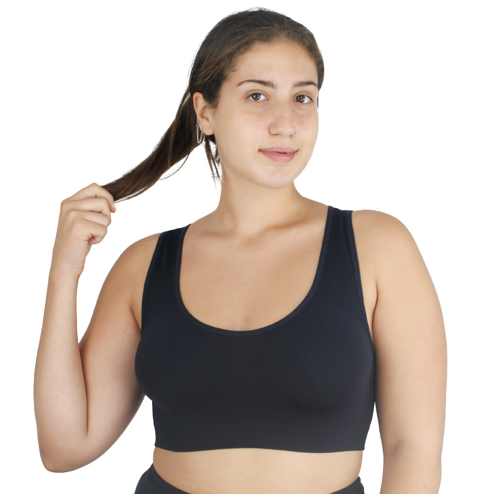 Image for Women's Solid Sleeveless Sport Bra,Black