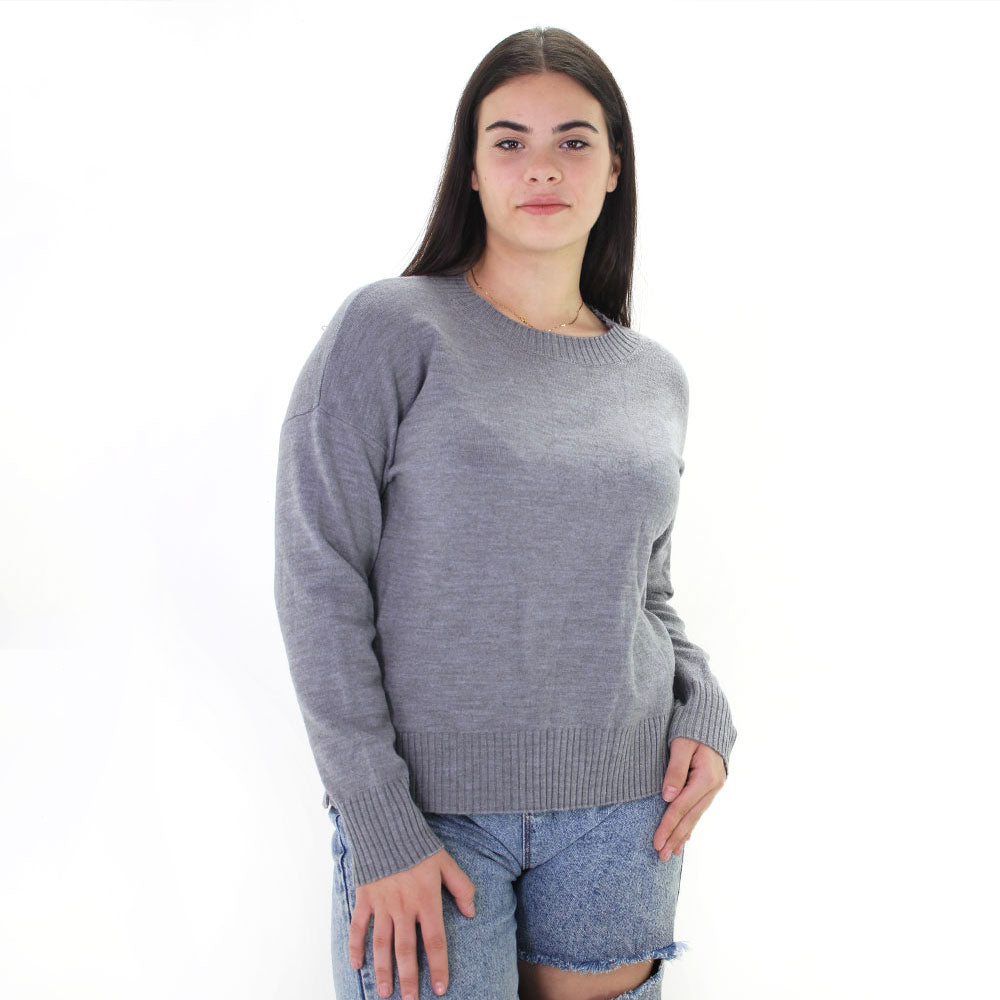 Image for Women's Fleece Solid Sweater,Grey