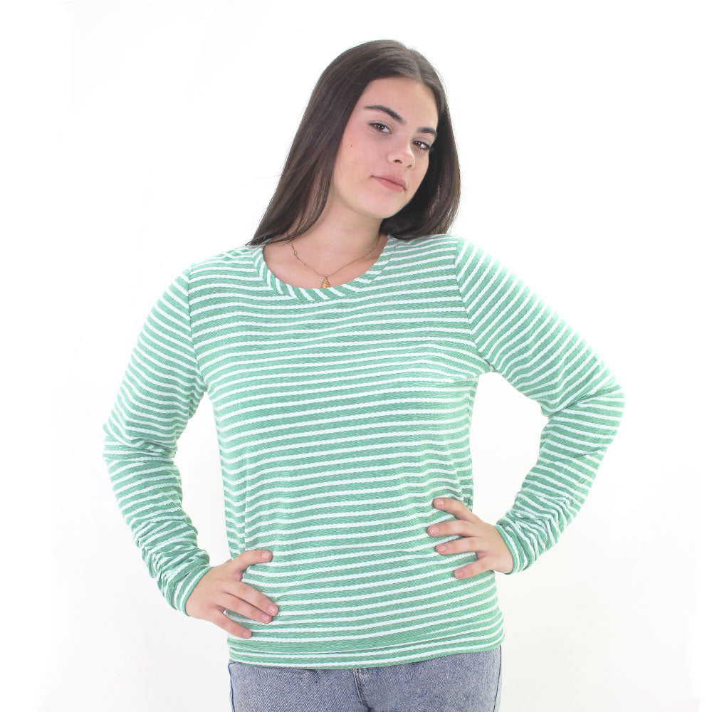 Image for Women's Striped Sweatshirt,Green