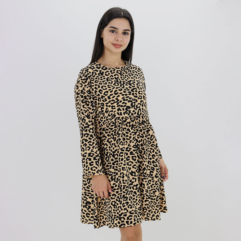 Image for Women's Leopard Printed Regular Fit Dress,Beige