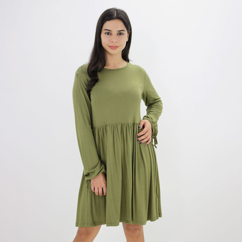Image for Women's Plain Flare Regular Fit Dress,Olive