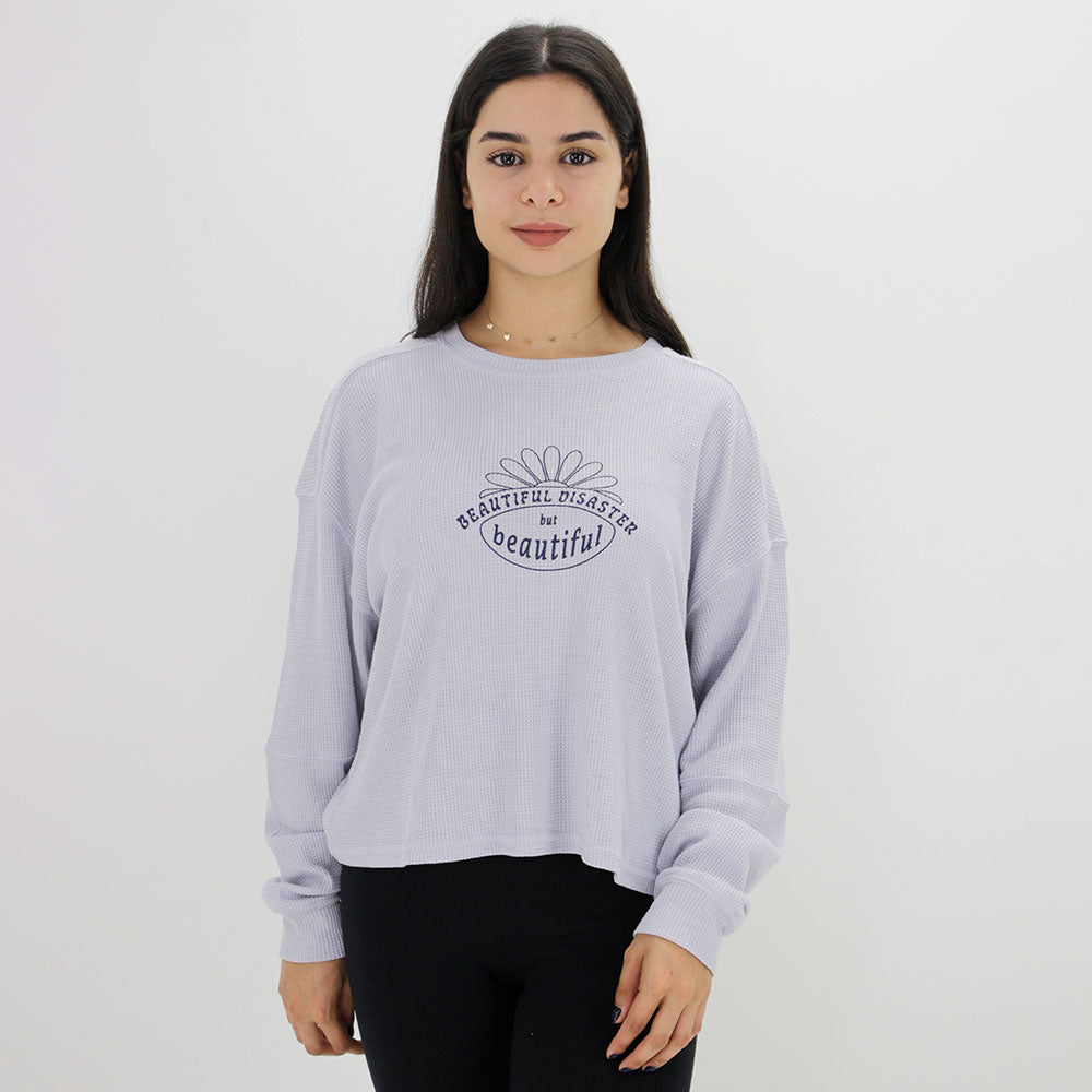 Image for Women's Graphic Print Crop Top,Light Blue