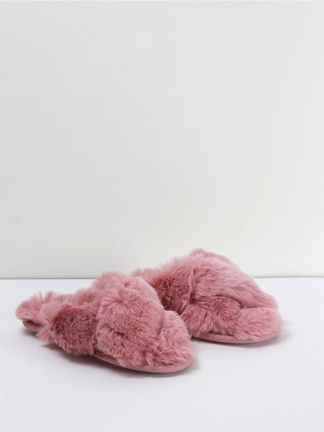 Image for Kids Girl Crossband Fur Slippers,Pink
