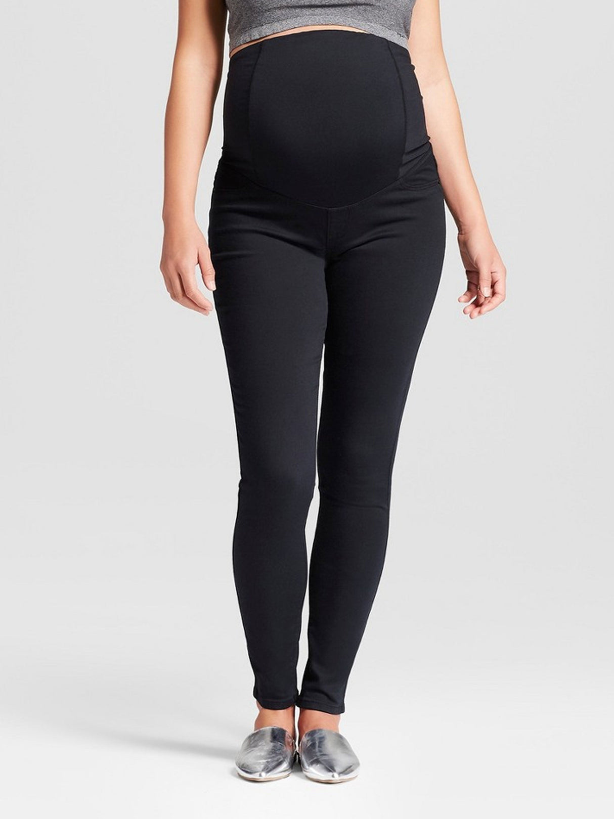 Image for Women's Plain Solid Pregnant Jeans,Black