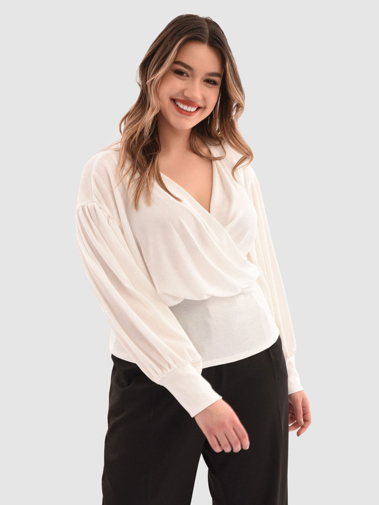 Image for Women's V-Neck Top,White
